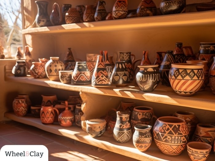 Jemez Pueblo Pottery in studio