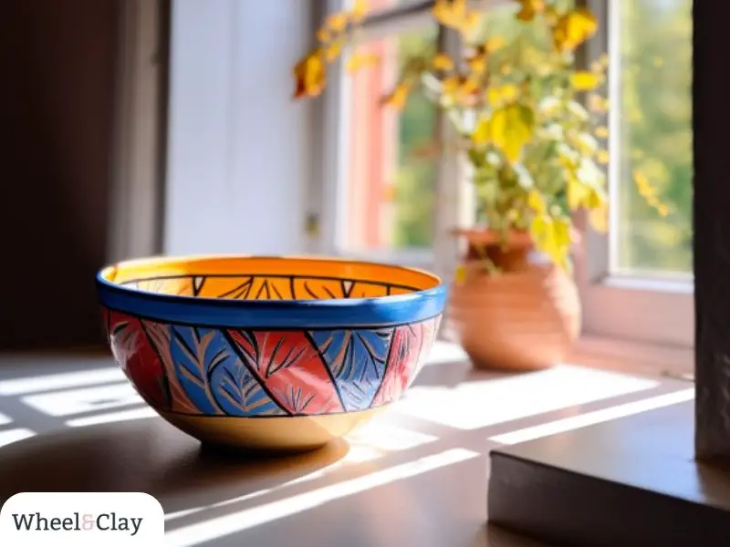 pottery bowl with abstract design 